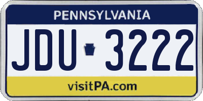 PA license plate JDU3222
