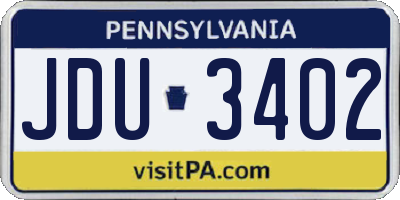 PA license plate JDU3402