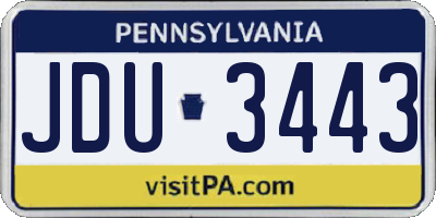 PA license plate JDU3443