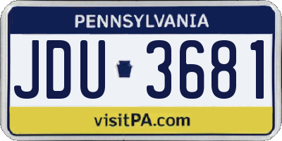 PA license plate JDU3681
