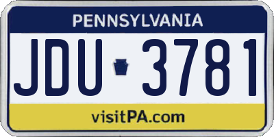 PA license plate JDU3781