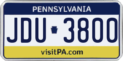 PA license plate JDU3800