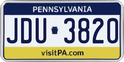 PA license plate JDU3820