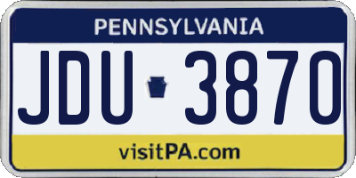 PA license plate JDU3870