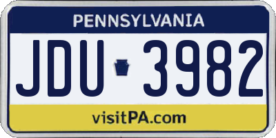 PA license plate JDU3982