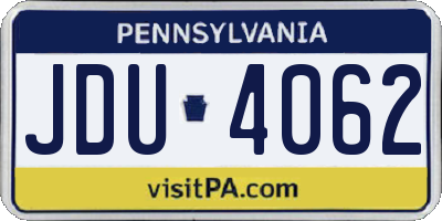 PA license plate JDU4062