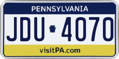 PA license plate JDU4070