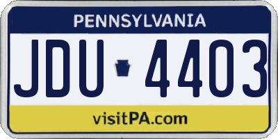 PA license plate JDU4403