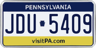 PA license plate JDU5409