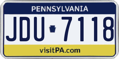 PA license plate JDU7118