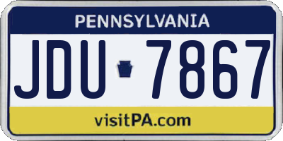 PA license plate JDU7867