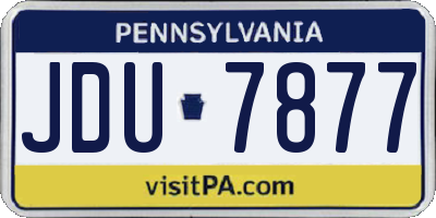 PA license plate JDU7877