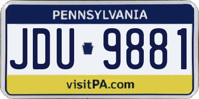 PA license plate JDU9881