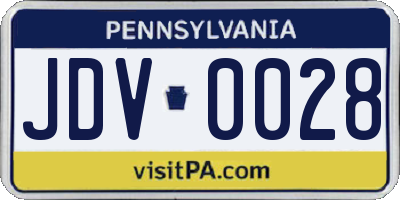 PA license plate JDV0028