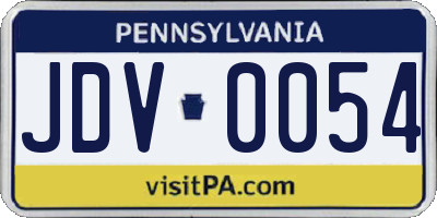 PA license plate JDV0054