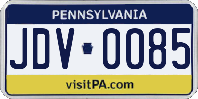 PA license plate JDV0085