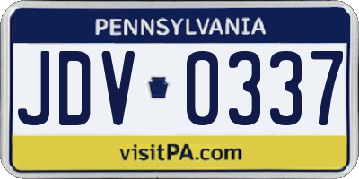PA license plate JDV0337