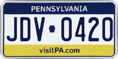 PA license plate JDV0420