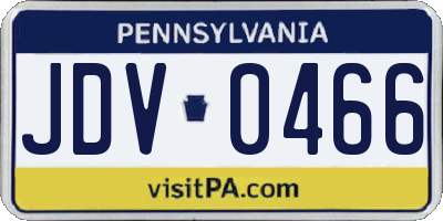 PA license plate JDV0466