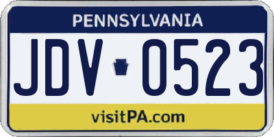 PA license plate JDV0523