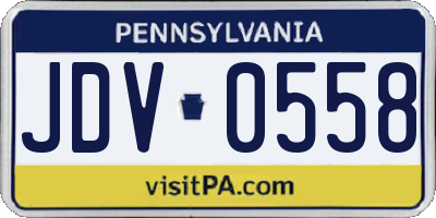 PA license plate JDV0558