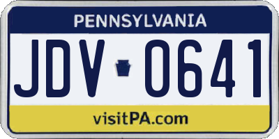 PA license plate JDV0641