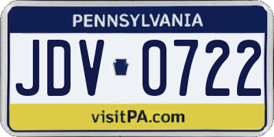 PA license plate JDV0722