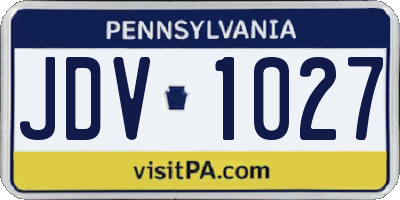 PA license plate JDV1027