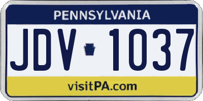 PA license plate JDV1037