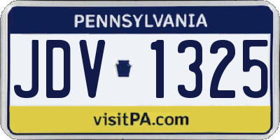 PA license plate JDV1325