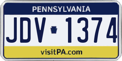 PA license plate JDV1374