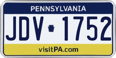 PA license plate JDV1752