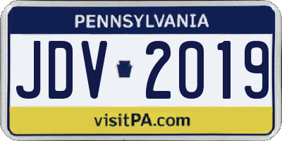 PA license plate JDV2019