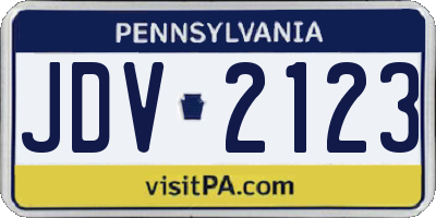 PA license plate JDV2123