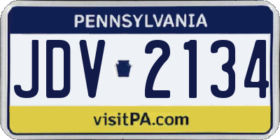 PA license plate JDV2134