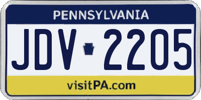 PA license plate JDV2205