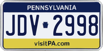 PA license plate JDV2998