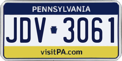 PA license plate JDV3061