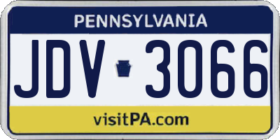 PA license plate JDV3066