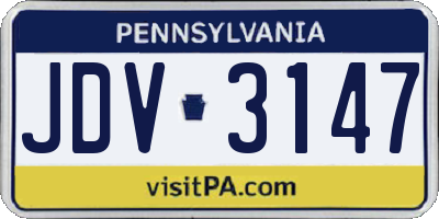 PA license plate JDV3147