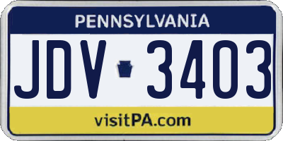 PA license plate JDV3403