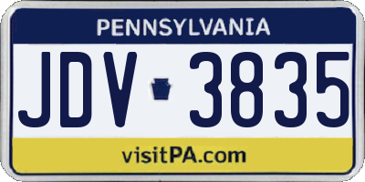 PA license plate JDV3835