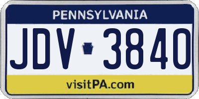 PA license plate JDV3840