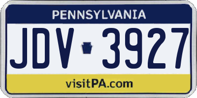 PA license plate JDV3927