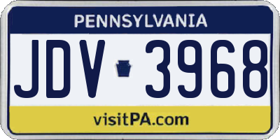 PA license plate JDV3968