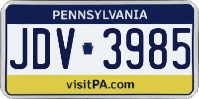 PA license plate JDV3985