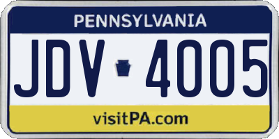 PA license plate JDV4005