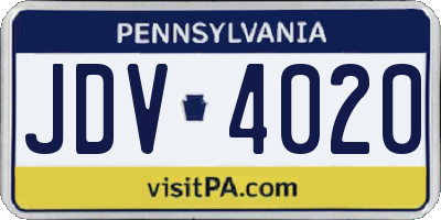 PA license plate JDV4020