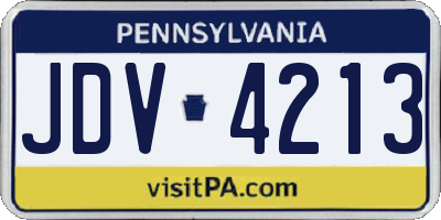 PA license plate JDV4213