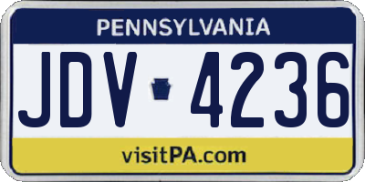 PA license plate JDV4236